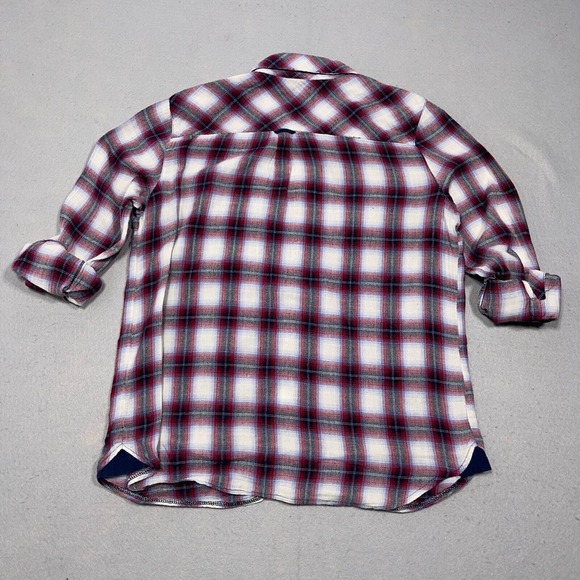 Kut From The Cloth Flannel Shirt Women Medium Plaid Button Down Roll Up Sleeve - Picture 9 of 12
